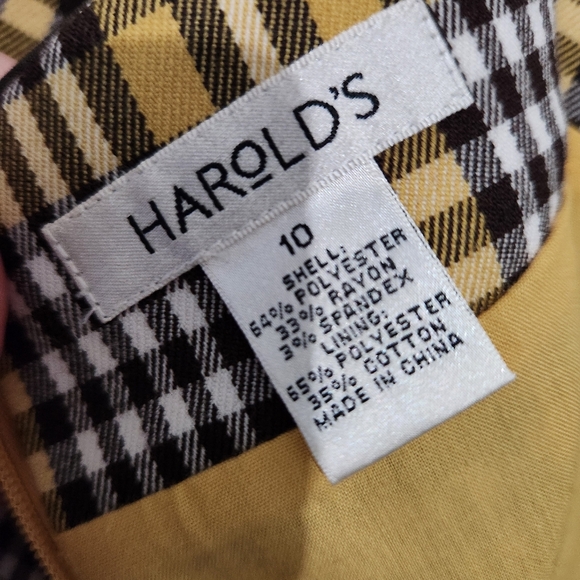 Harold’s Size 10 Brown White Yellow Plaid Mini Skirt Front Pockets Preppy 19" - Picture 8 of 14